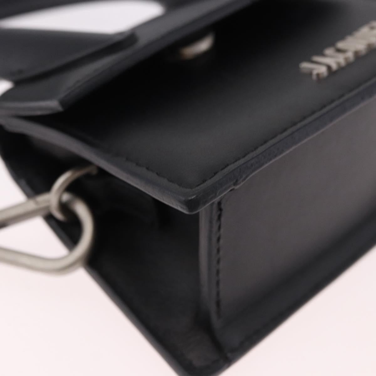 JACQUEMUS Shoulder Pouch Leather 2way Black Silver Auth 191657V