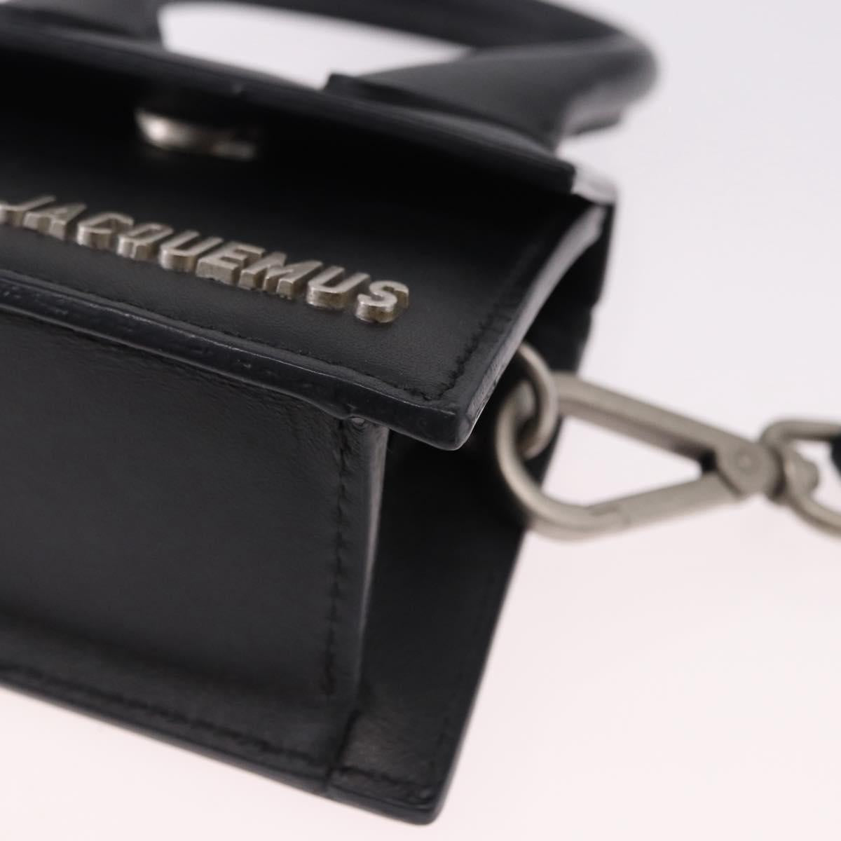JACQUEMUS Shoulder Pouch Leather 2way Black Silver Auth 191657V