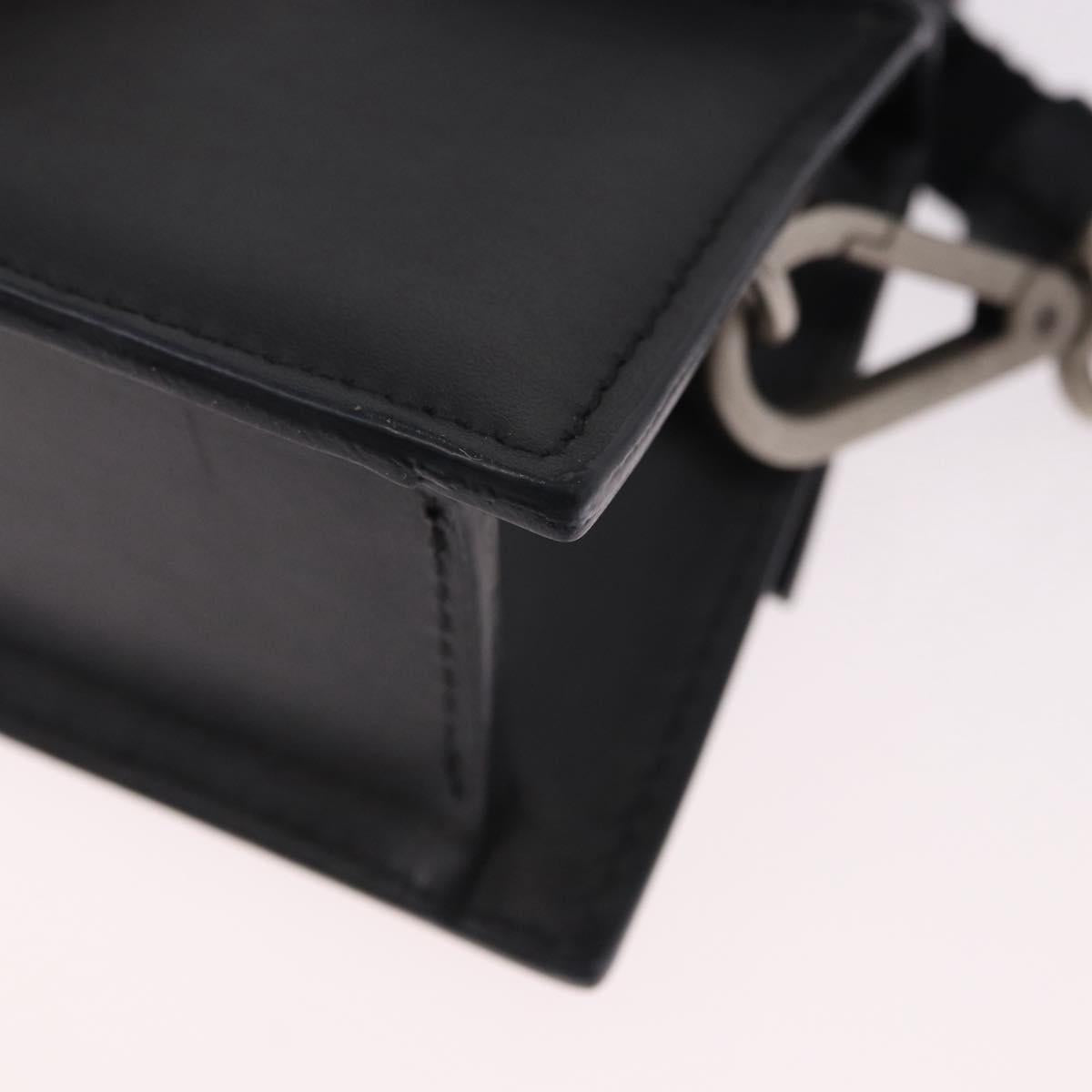 JACQUEMUS Shoulder Pouch Leather 2way Black Silver Auth 191657V