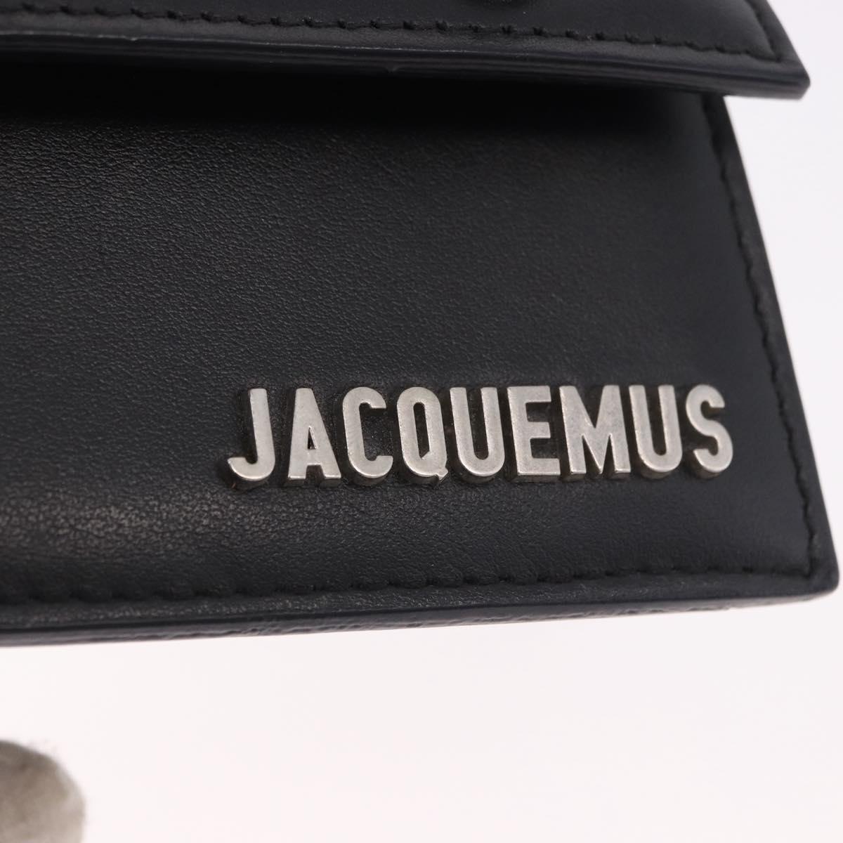 JACQUEMUS Shoulder Pouch Leather 2way Black Silver Auth 191657V