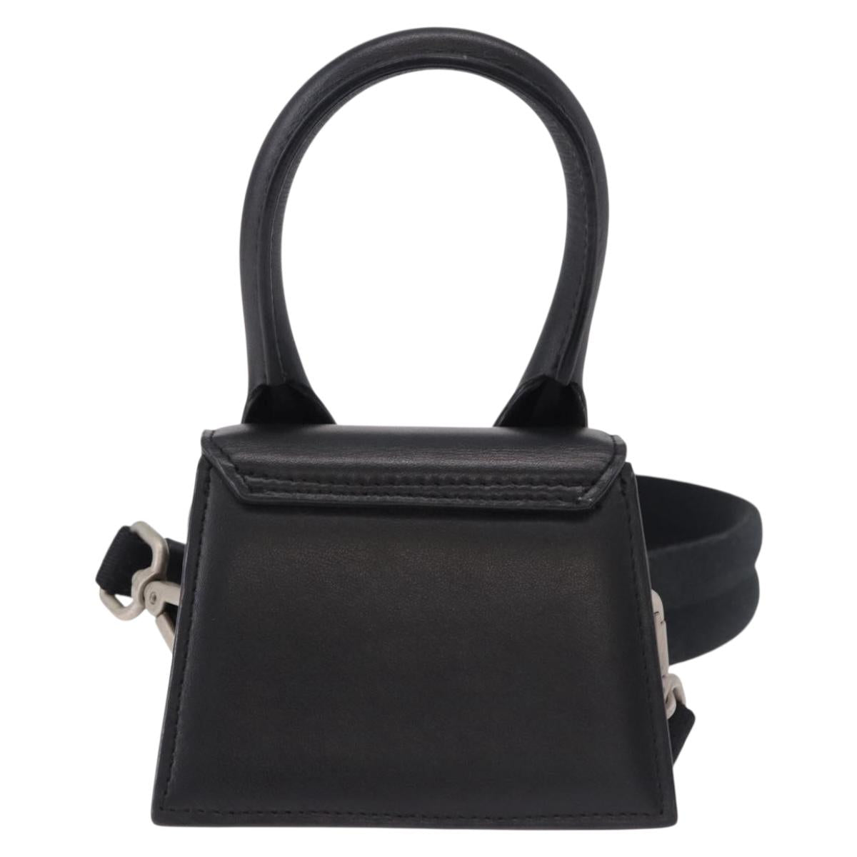 JACQUEMUS Shoulder Pouch Leather 2way Black Silver Auth 191657V
