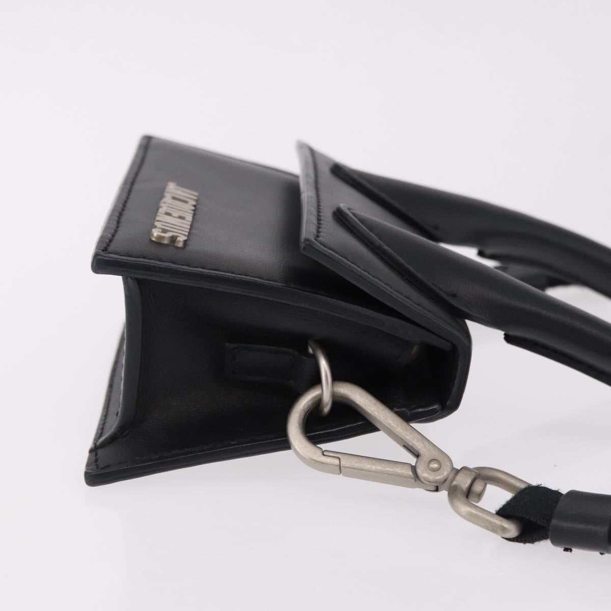 JACQUEMUS Shoulder Pouch Leather 2way Black Silver Auth 191657V