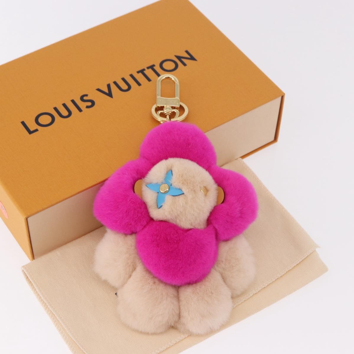 LOUIS VUITTON Vivienne Vison Bag Charm Fur Beige Gold M00870 LV Auth 191658SM