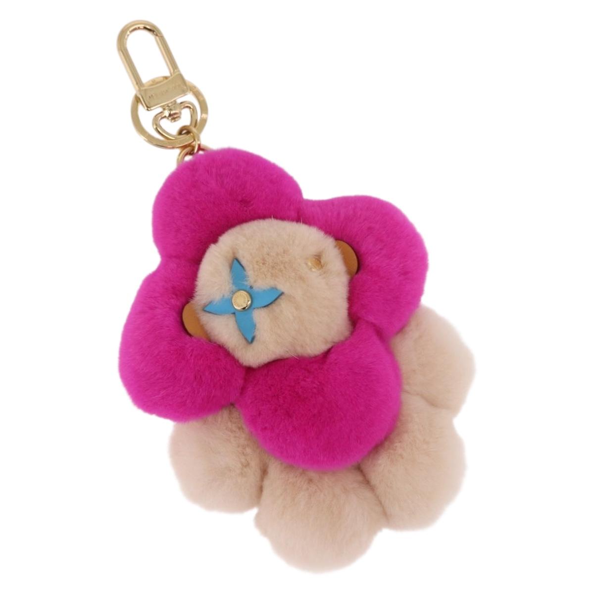 LOUIS VUITTON Vivienne Vison Bag Charm Fur Beige Gold M00870 LV Auth 191658SM