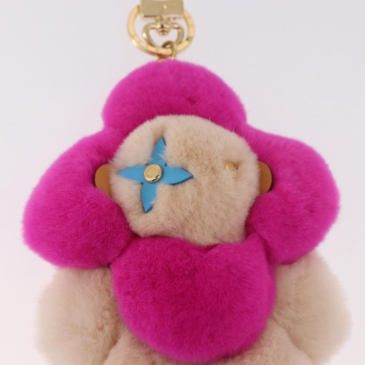 LOUIS VUITTON Vivienne Vison Bag Charm Fur Beige Gold M00870 LV Auth 191658SM