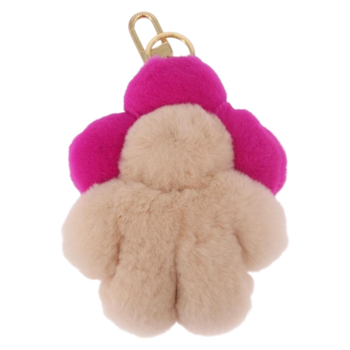 LOUIS VUITTON Vivienne Vison Bag Charm Fur Beige Gold M00870 LV Auth 191658SM