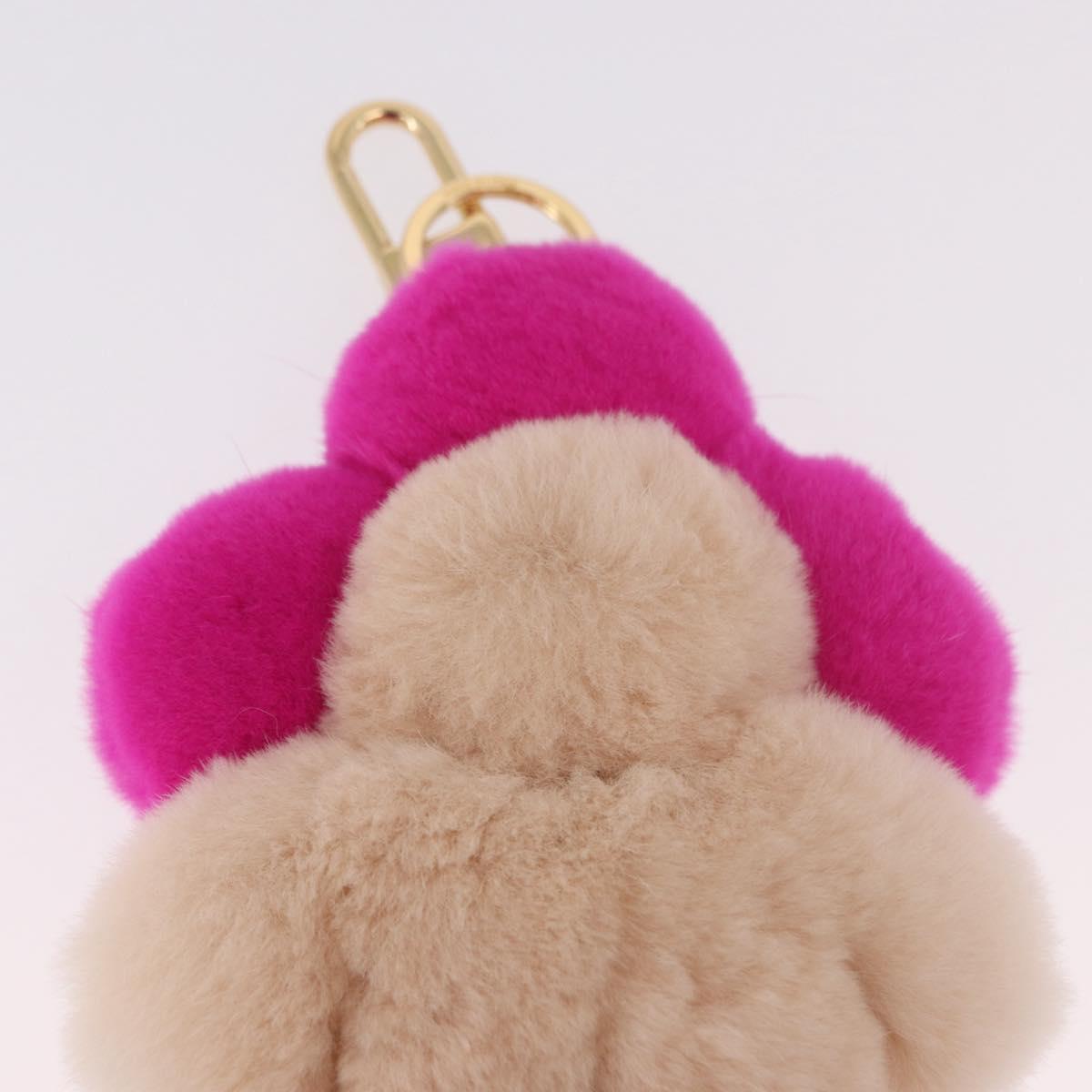 LOUIS VUITTON Vivienne Vison Bag Charm Fur Beige Gold M00870 LV Auth 191658SM