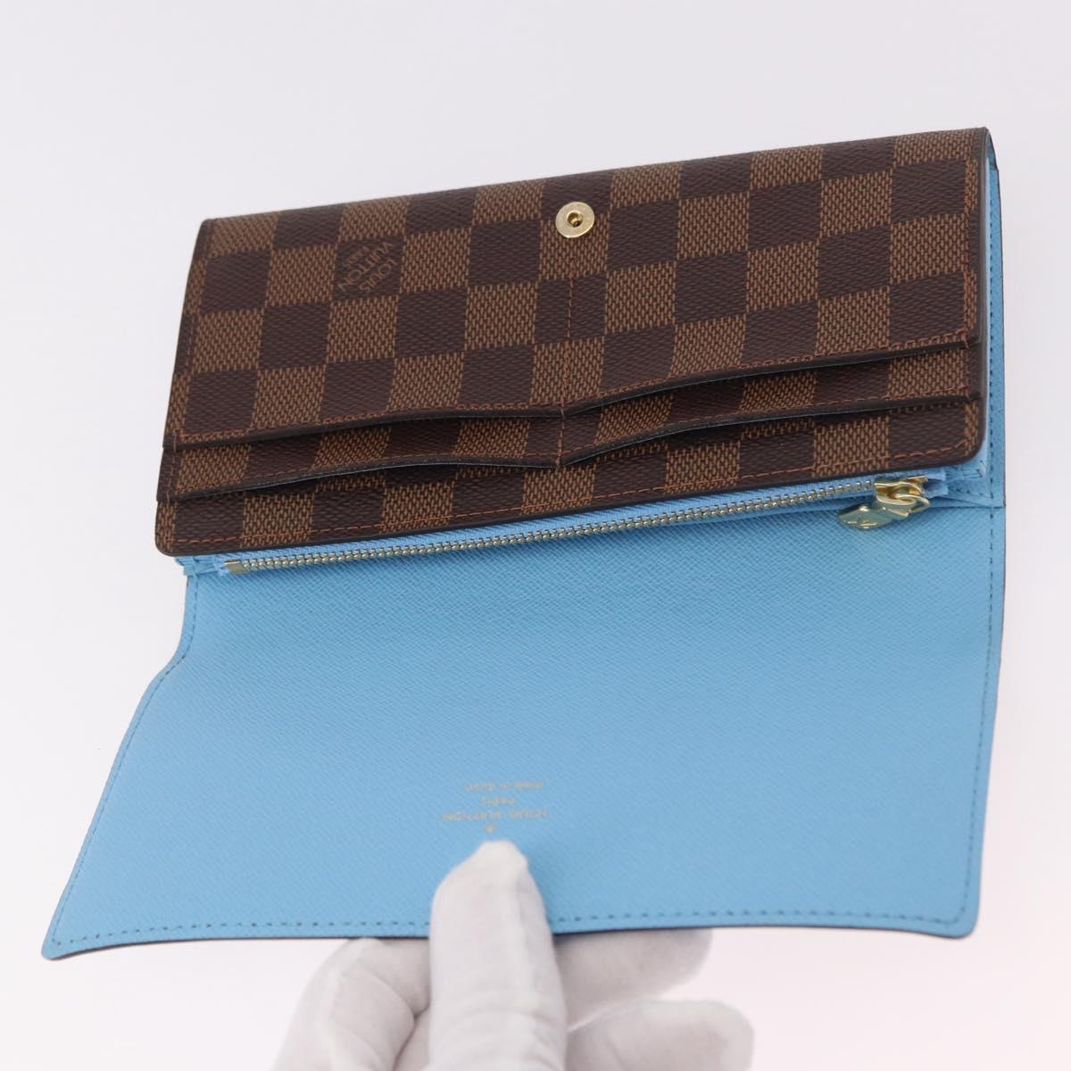 LOUIS VUITTON Damier Ebene Portefeuille Sarah Long Wallet N64426 LV Auth 191659M
