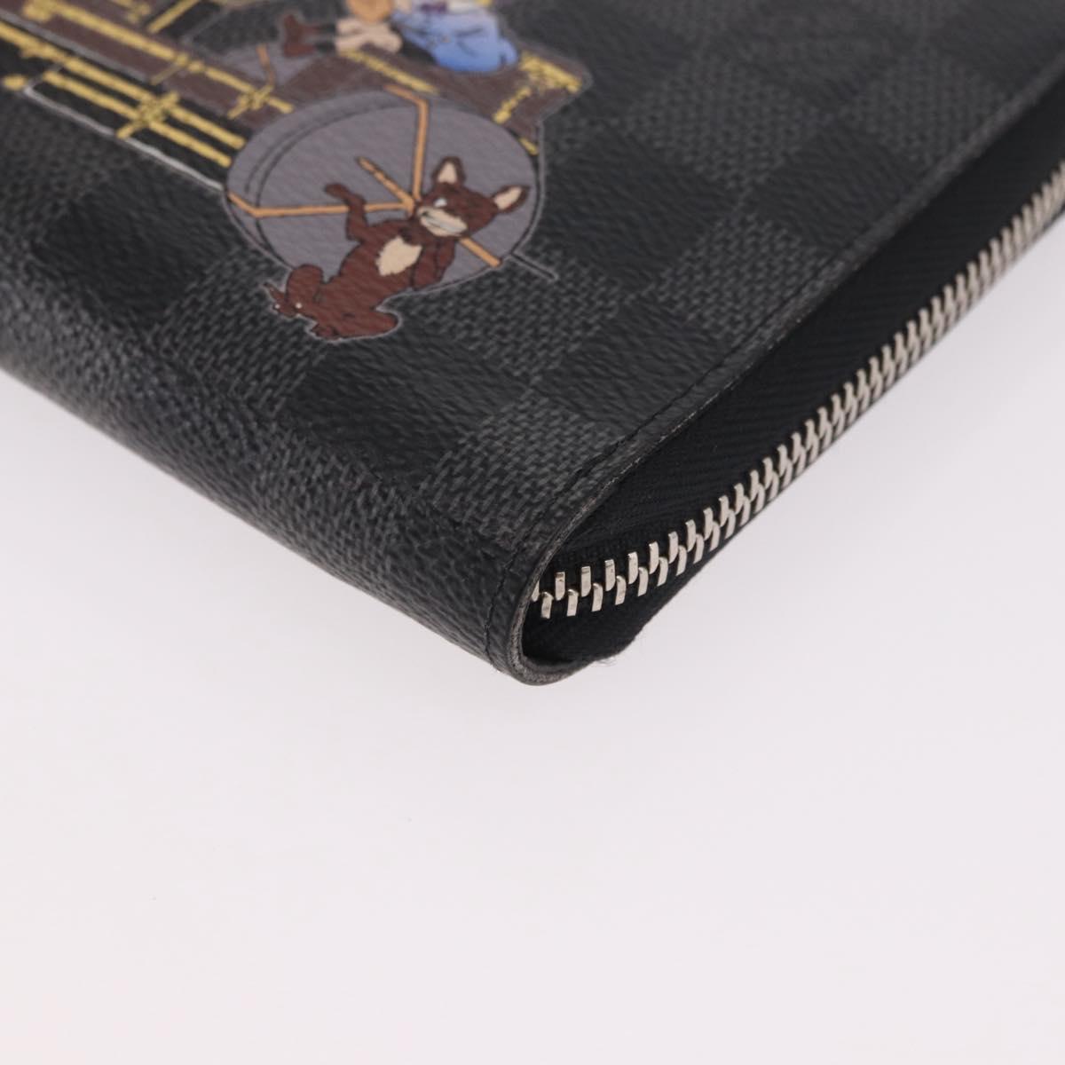 LOUIS VUITTON Damier Graphite Zippy Organizer Long Wallet N63002 LV Auth 191660