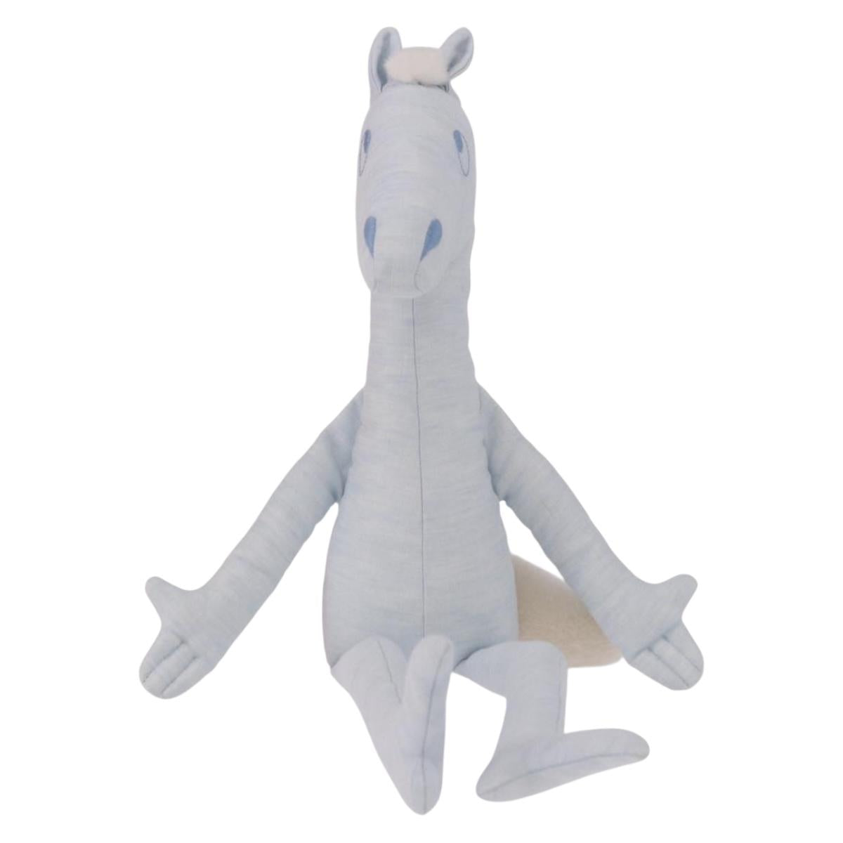 HERMES Plush Doll Pot Yok Cushion Polyester Light Blue Auth 191662M