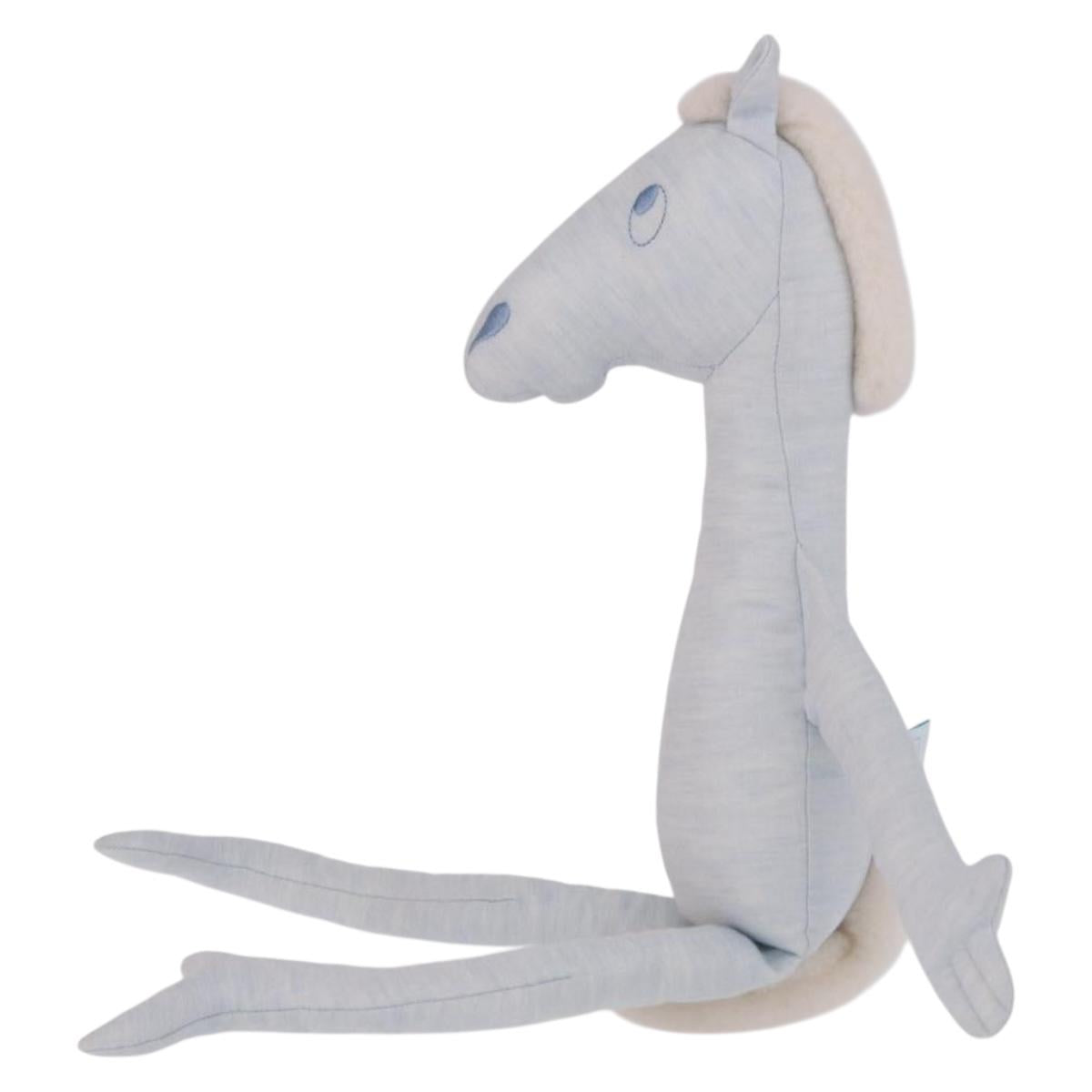 HERMES Plush Doll Pot Yok Cushion Polyester Light Blue Auth 191662M