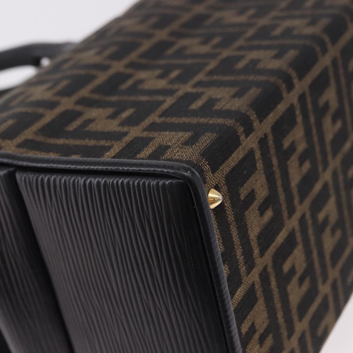 FENDI Zucca Canvas Vanity Hand Bag 2way Brown Gold Auth 191672