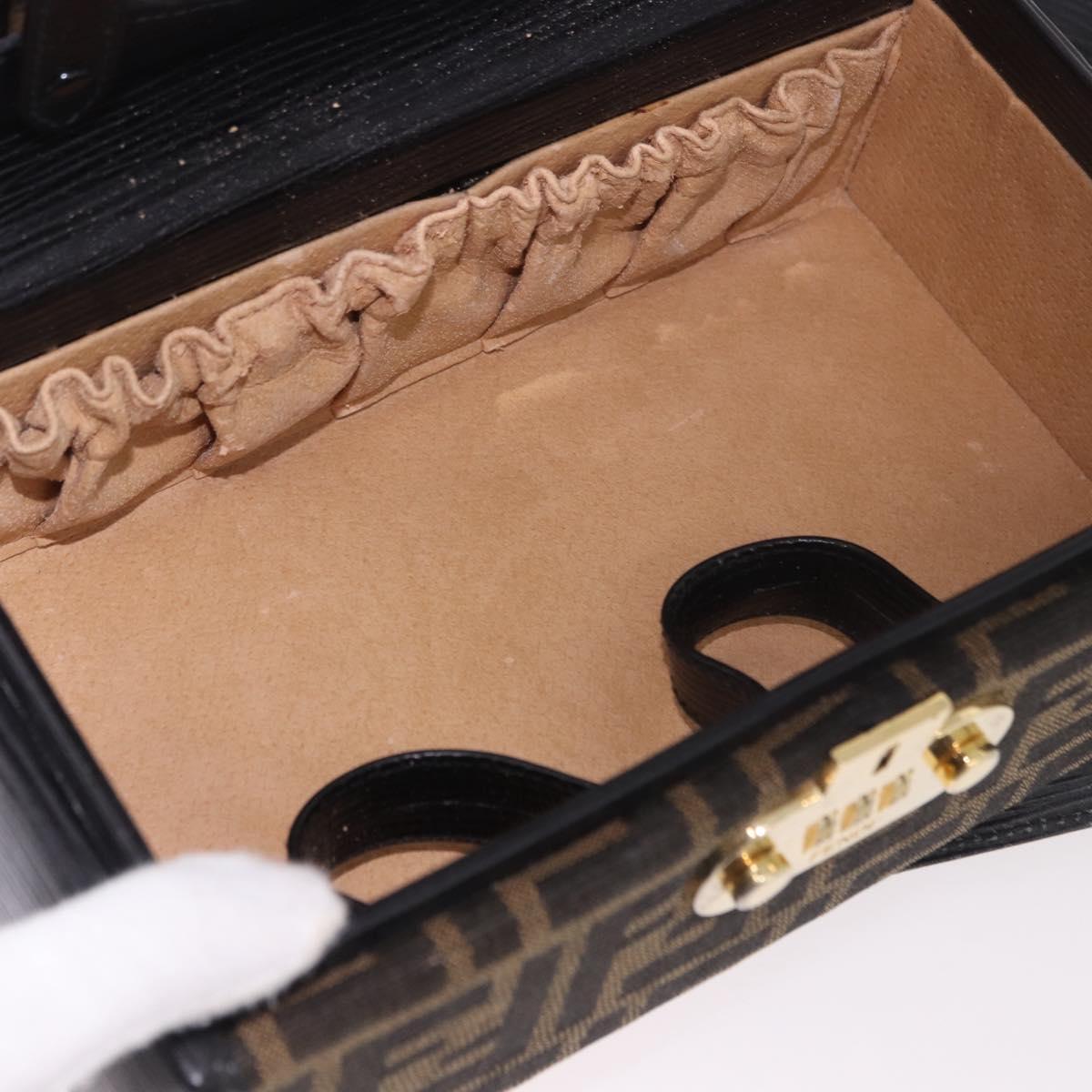 FENDI Zucca Canvas Vanity Hand Bag 2way Brown Gold Auth 191672