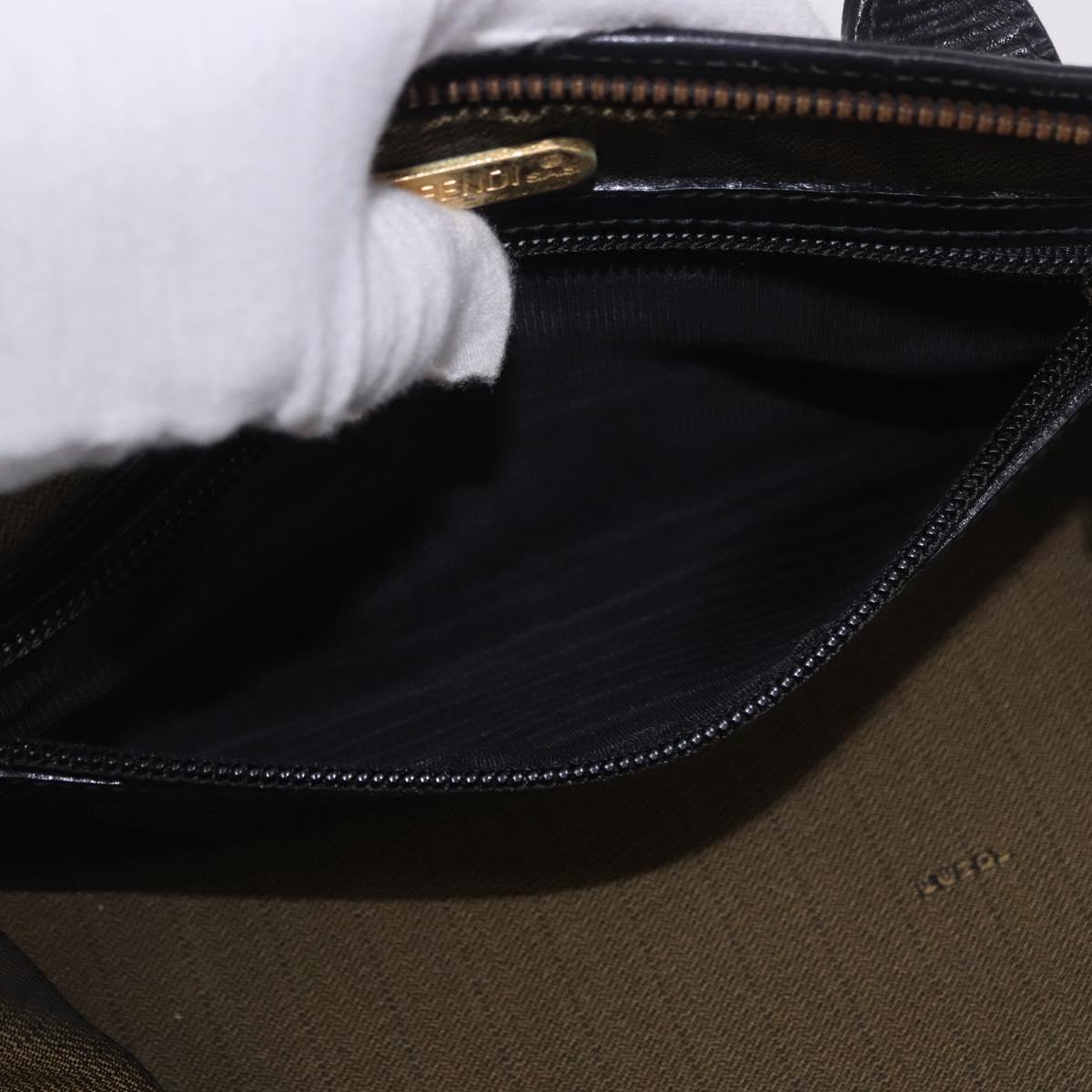 FENDI Zucca Canvas Vanity Hand Bag 2way Brown Gold Auth 191672