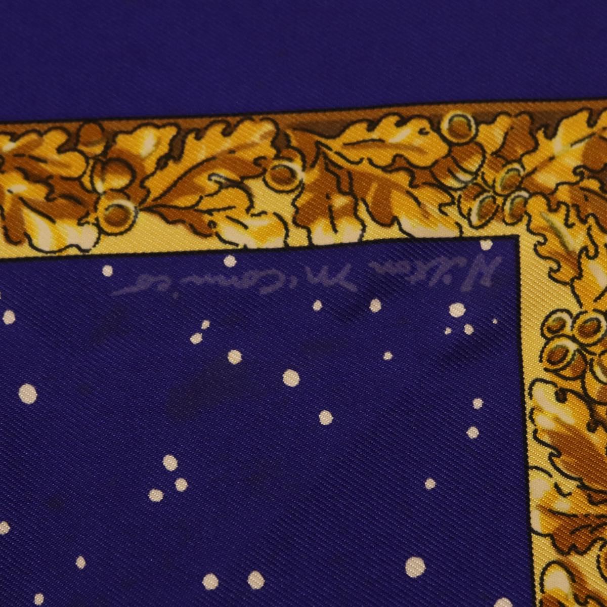 HERMES Carre 90 Scarf ""Souvenirs de Paris"" Silk Blue Beige Auth 191677