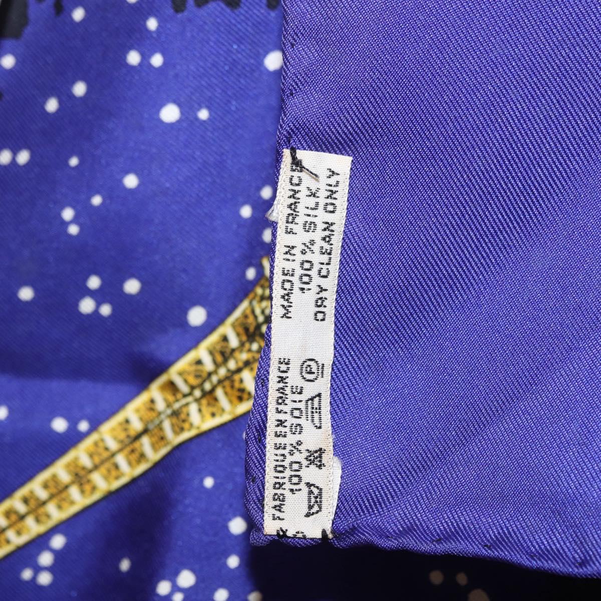 HERMES Carre 90 Scarf ""Souvenirs de Paris"" Silk Blue Beige Auth 191677