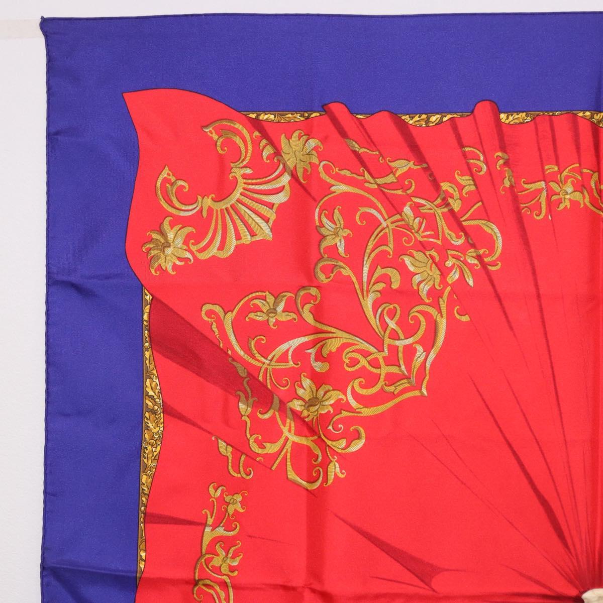 HERMES Carre 90 Scarf ""Souvenirs de Paris"" Silk Blue Beige Auth 191677