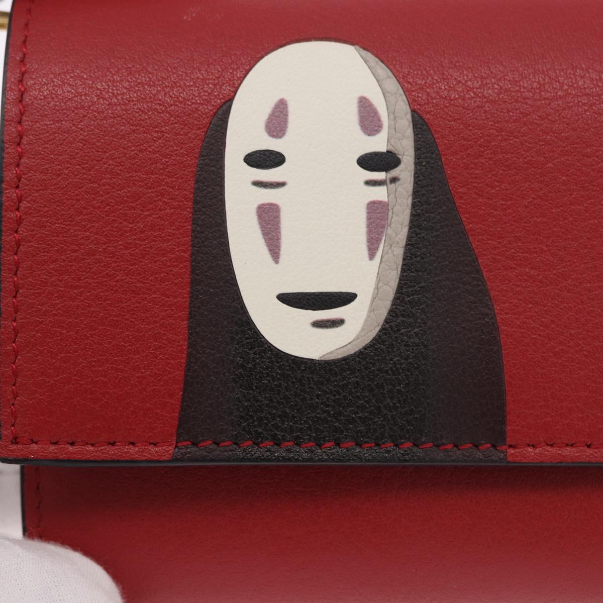 LOEWE Studio Ghibli No-Face Compact Wallet Leather Red Gold Auth 191680SM