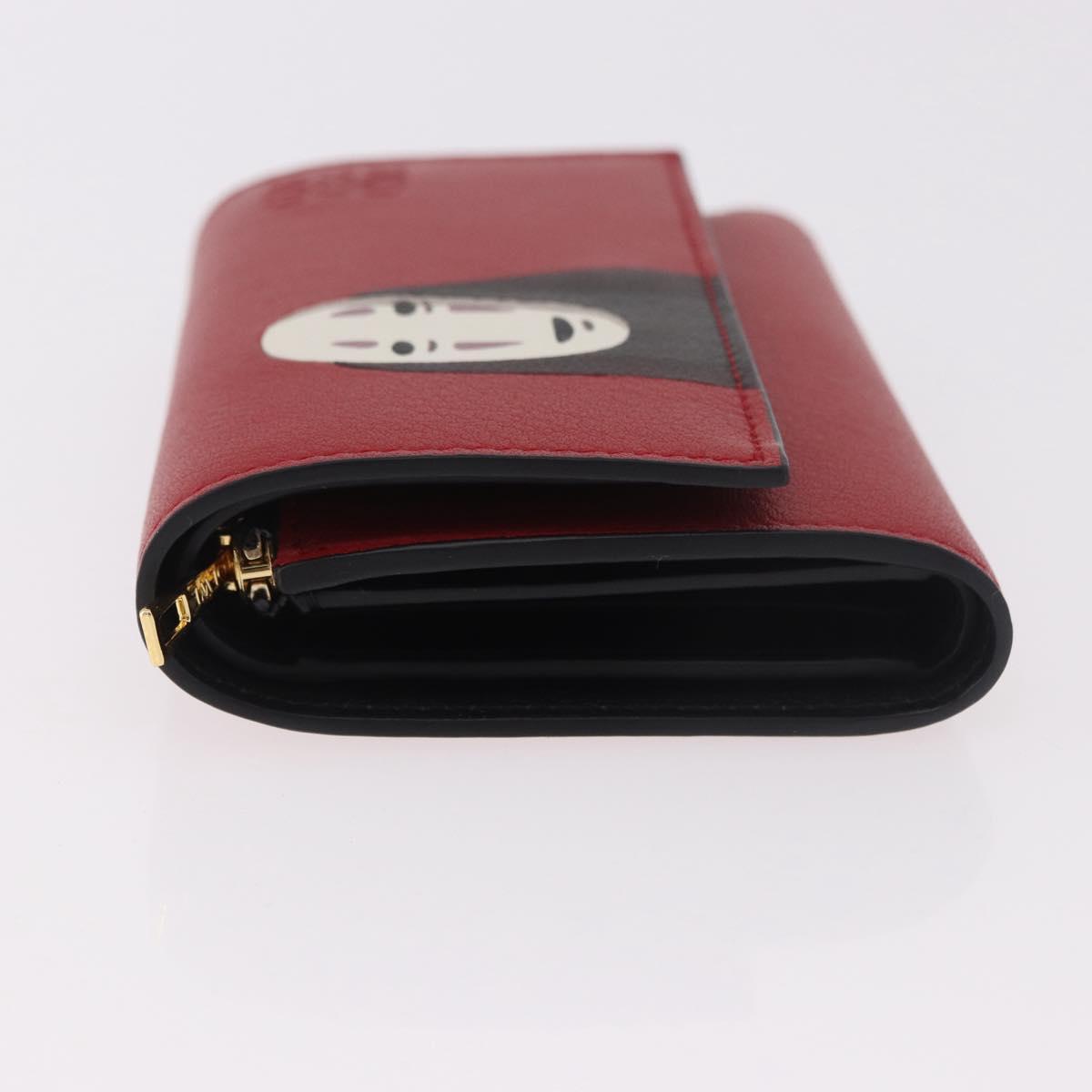 LOEWE Studio Ghibli No-Face Compact Wallet Leather Red Gold Auth 191680SM