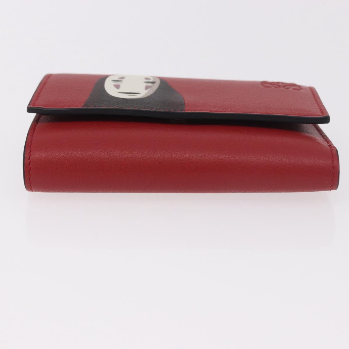 LOEWE Studio Ghibli No-Face Compact Wallet Leather Red Gold Auth 191680SM