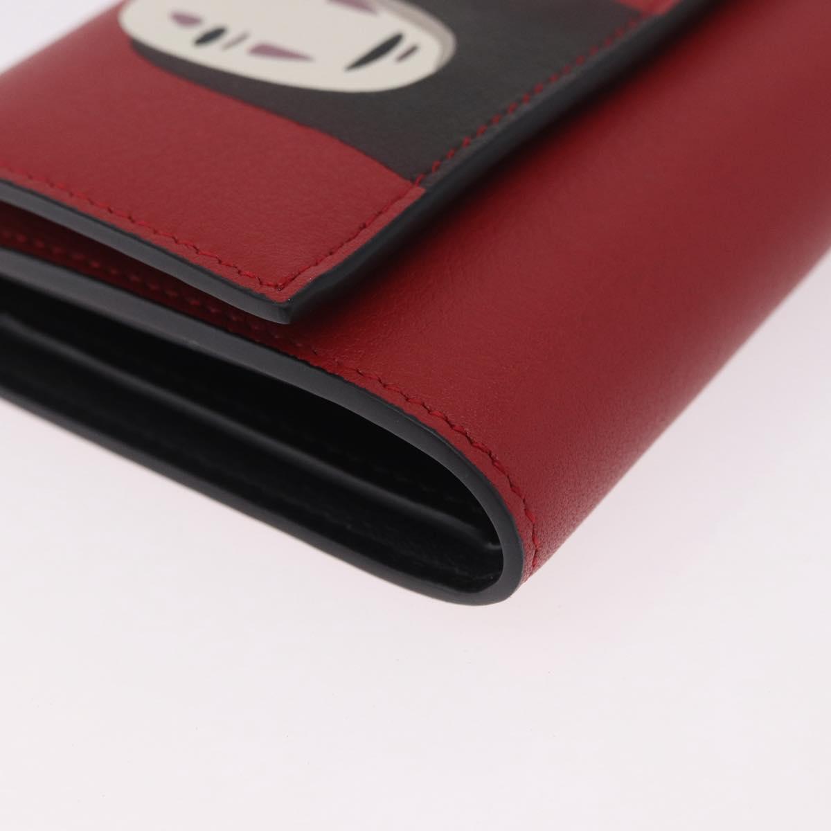 LOEWE Studio Ghibli No-Face Compact Wallet Leather Red Gold Auth 191680SM
