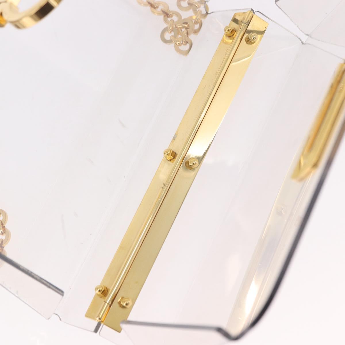 Salvatore Ferragamo Gancini Chain Shoulder Bag Plastic Clear Gold Auth 191682A