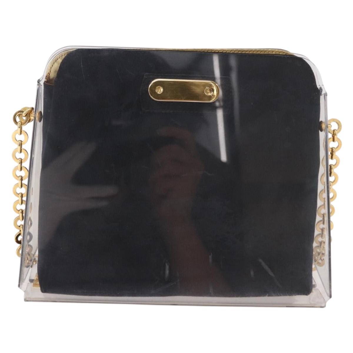 Salvatore Ferragamo Gancini Chain Shoulder Bag Plastic Clear Gold Auth 191682A