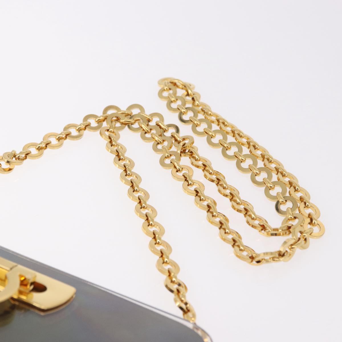 Salvatore Ferragamo Gancini Chain Shoulder Bag Plastic Clear Gold Auth 191682A