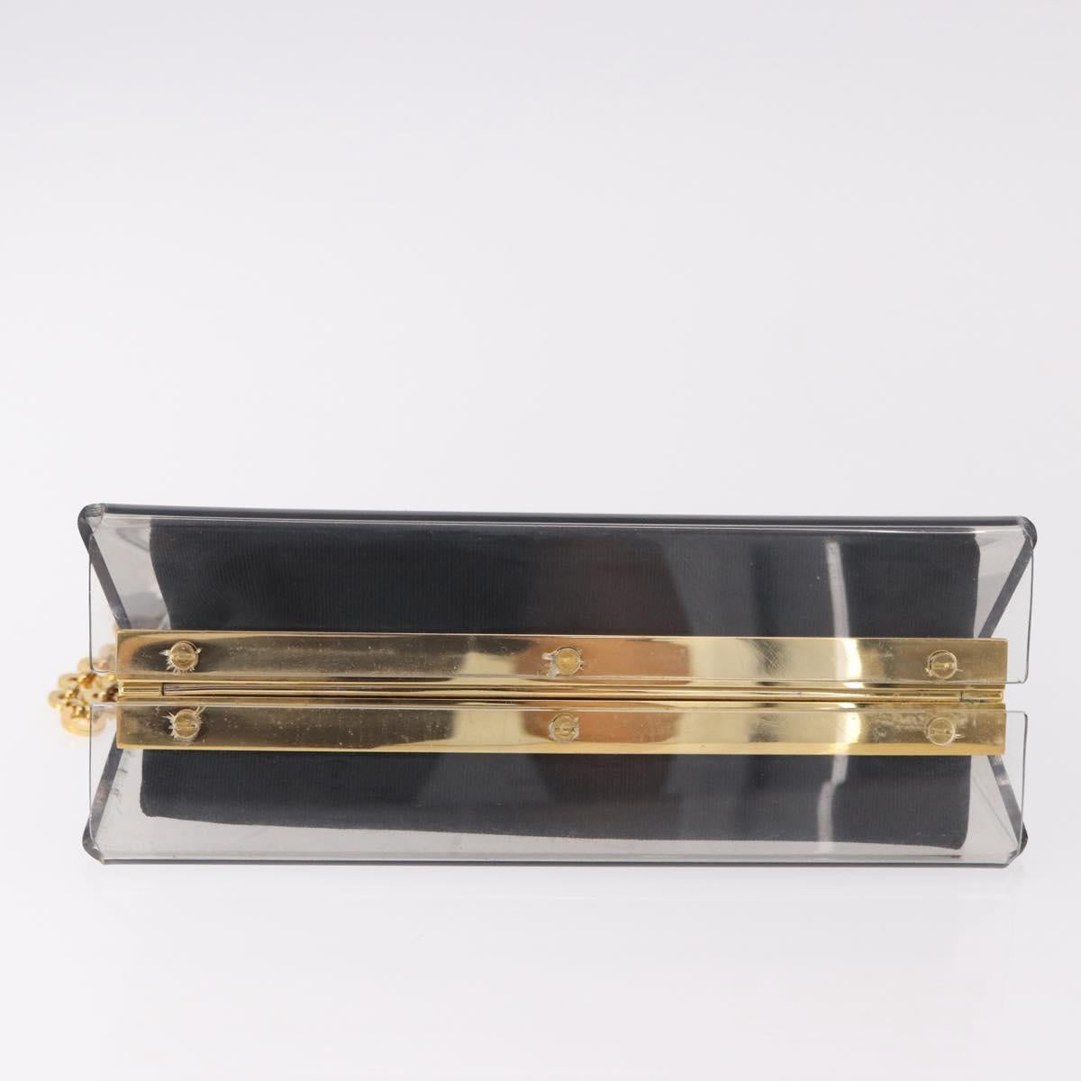 Salvatore Ferragamo Gancini Chain Shoulder Bag Plastic Clear Gold Auth 191682A