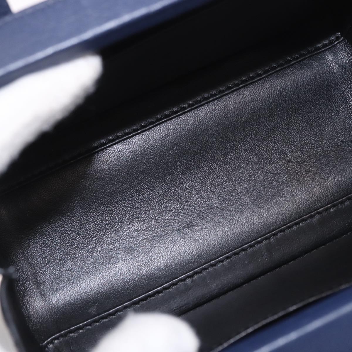 LOEWE Hand Bag Leather 2way Navy Silver Auth 191686M