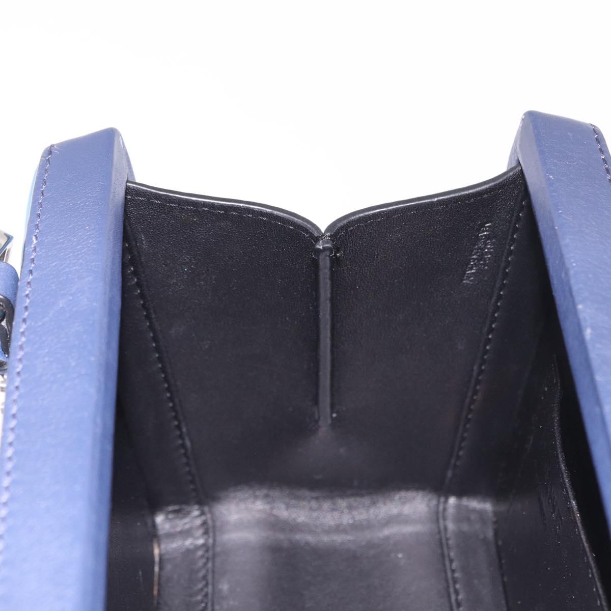 LOEWE Hand Bag Leather 2way Navy Silver Auth 191686M