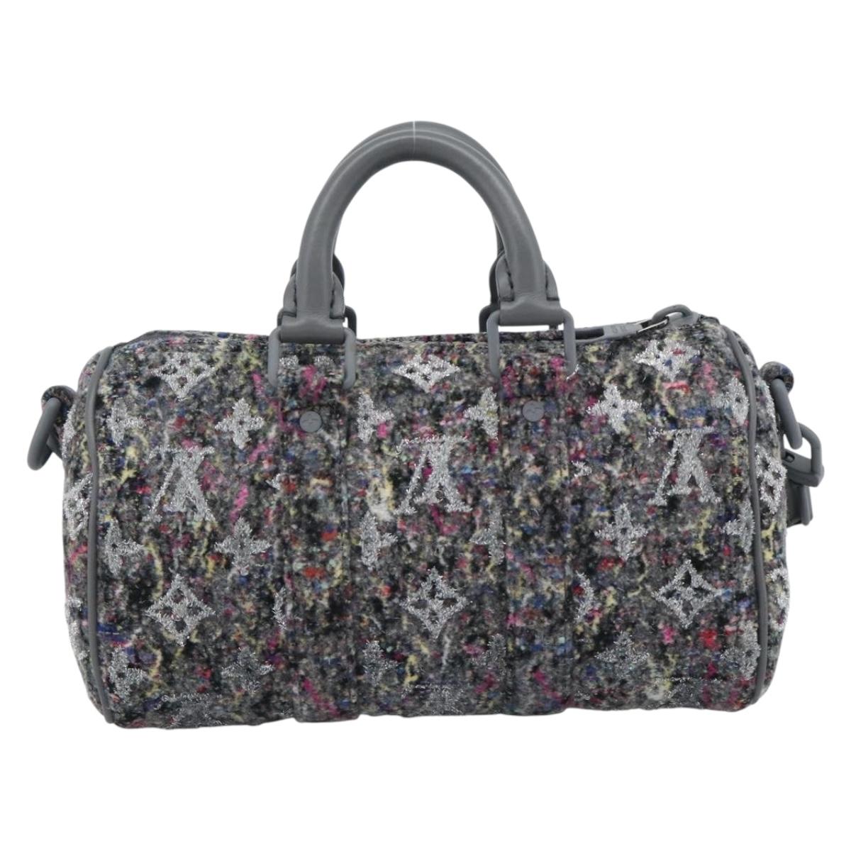 LOUIS VUITTON Monogram Felt Keepall XS Hand Bag Gray Pink M80821 Auth 191687SAM