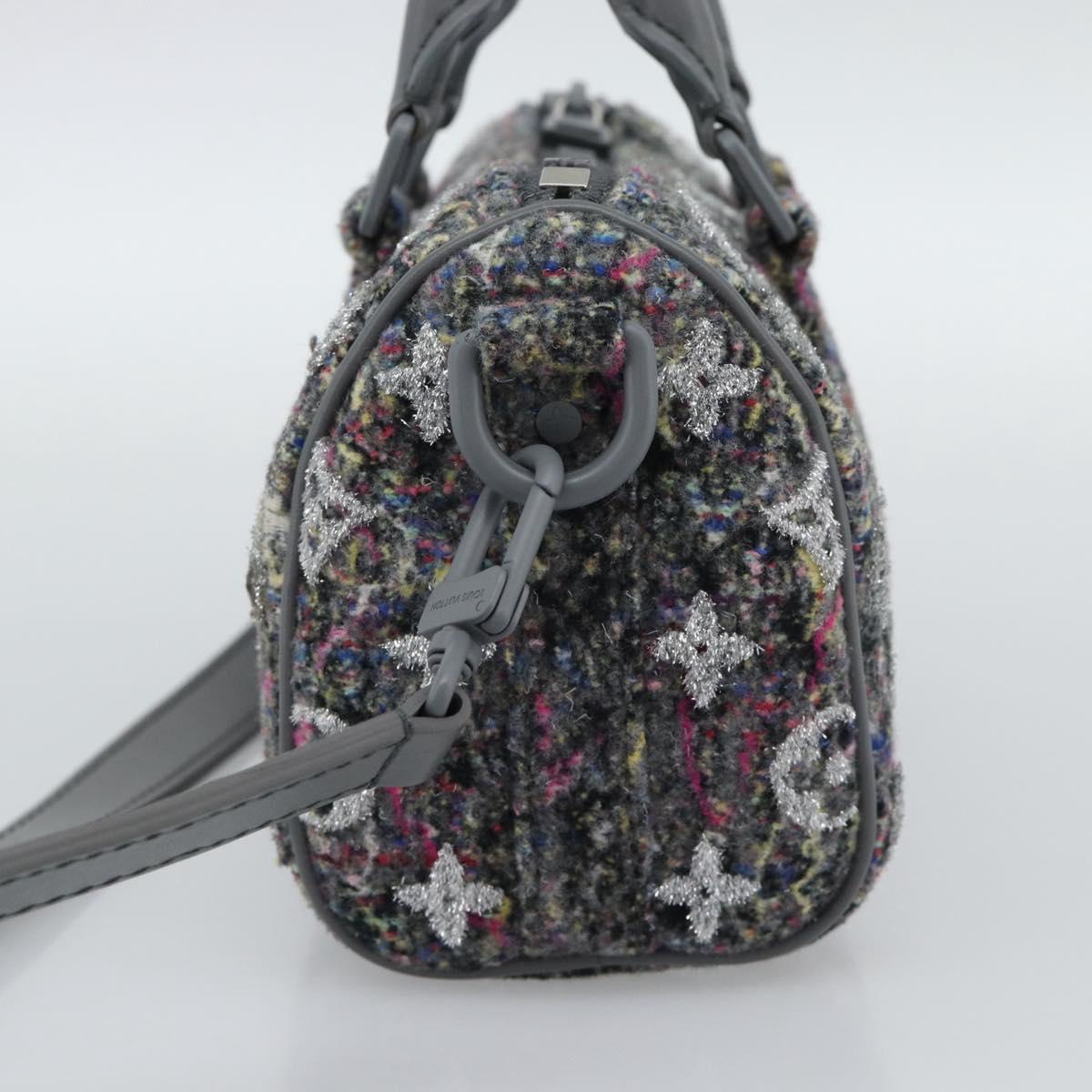 LOUIS VUITTON Monogram Felt Keepall XS Hand Bag Gray Pink M80821 Auth 191687SAM