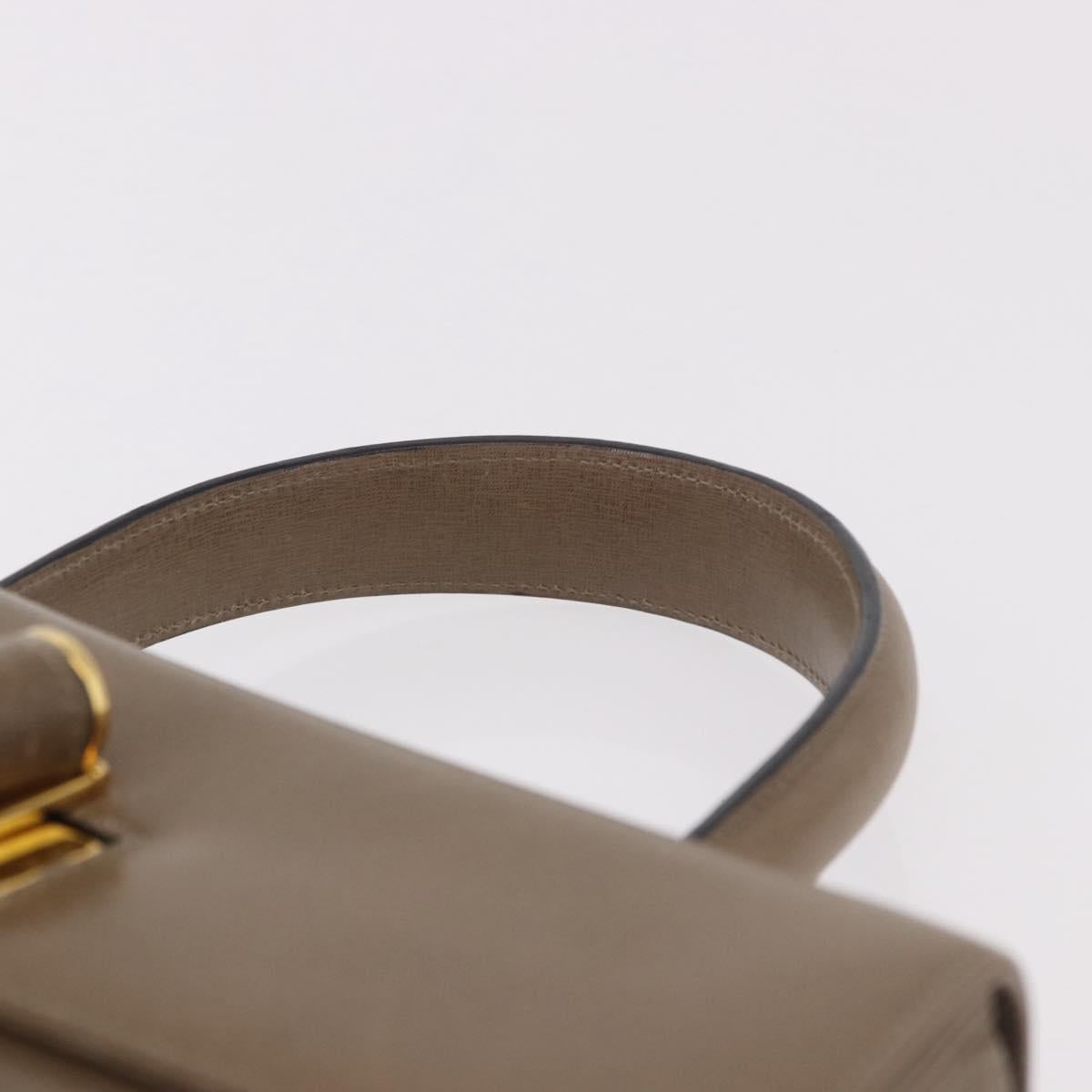 Salvatore Ferragamo Gancini Hand Bag Leather Beige Gold Auth 191690