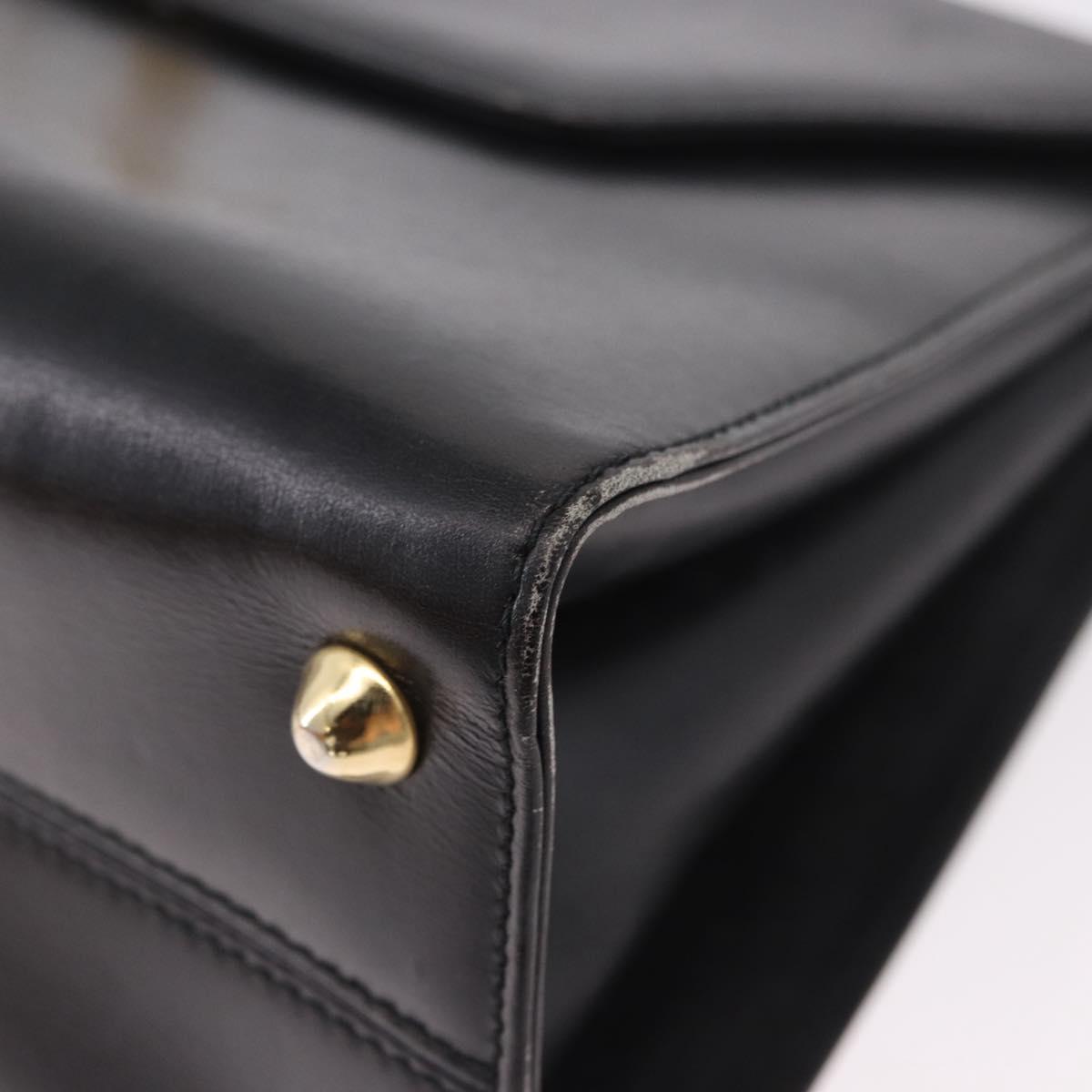 BALLY Hand Bag Leather Black Gold Auth 191691