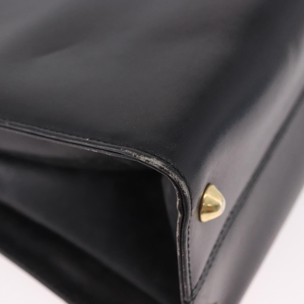 BALLY Hand Bag Leather Black Gold Auth 191691