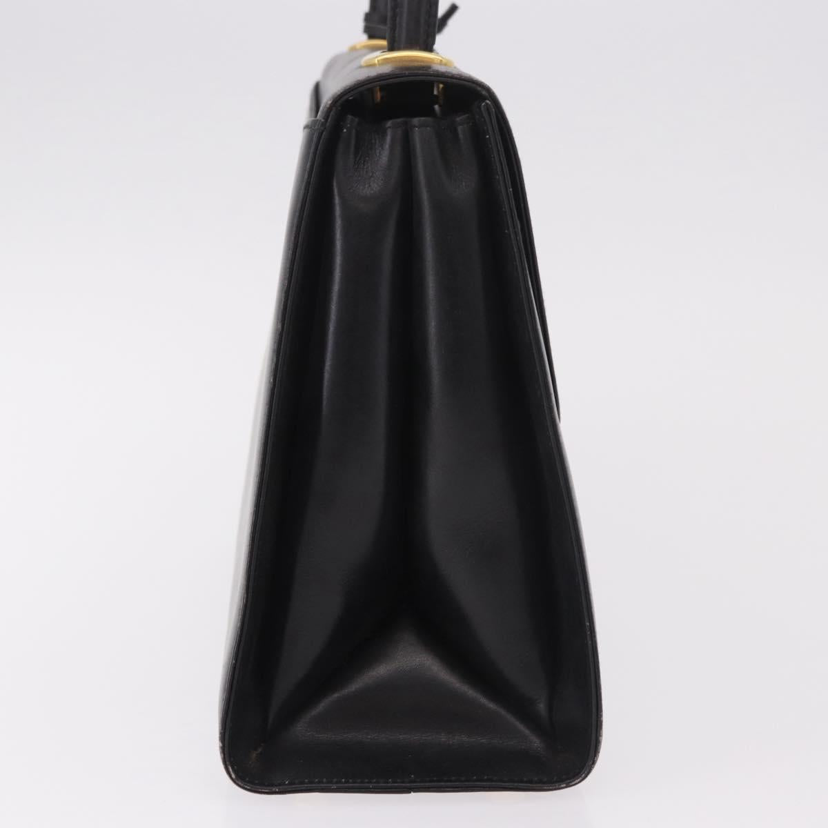 BALLY Hand Bag Leather Black Gold Auth 191691