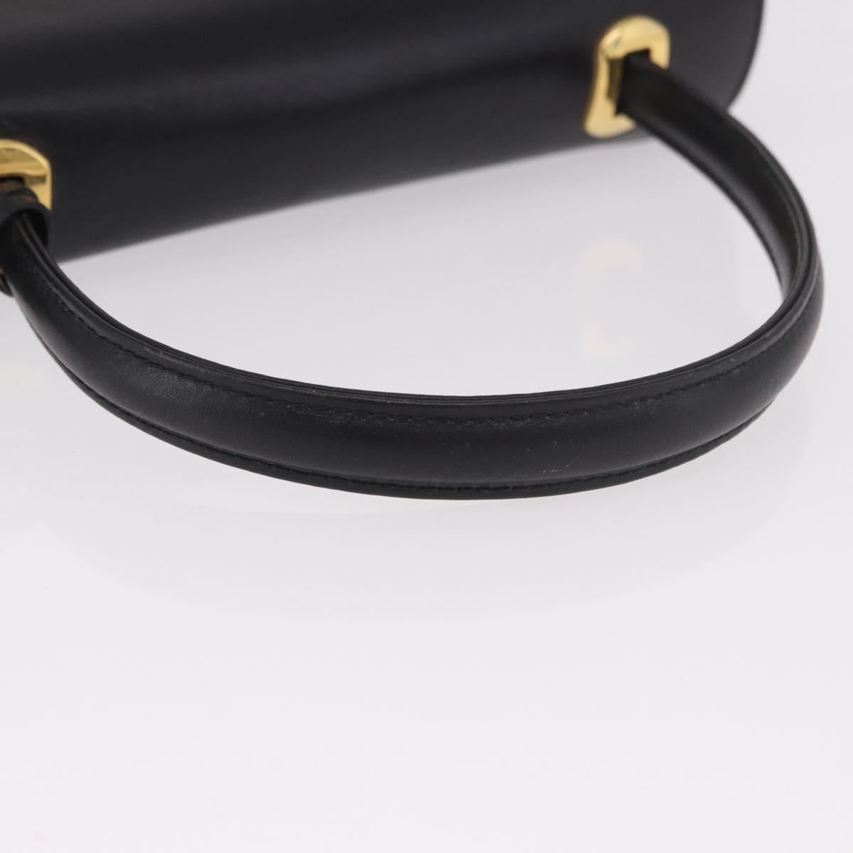 BALLY Hand Bag Leather Black Gold Auth 191691