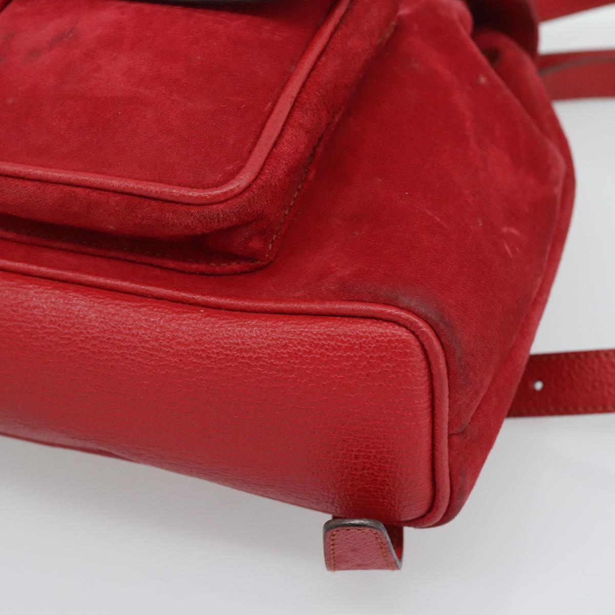 GUCCI Bamboo Backpack Suede Outlet Red Gold 003 0030 3444 Auth 191698