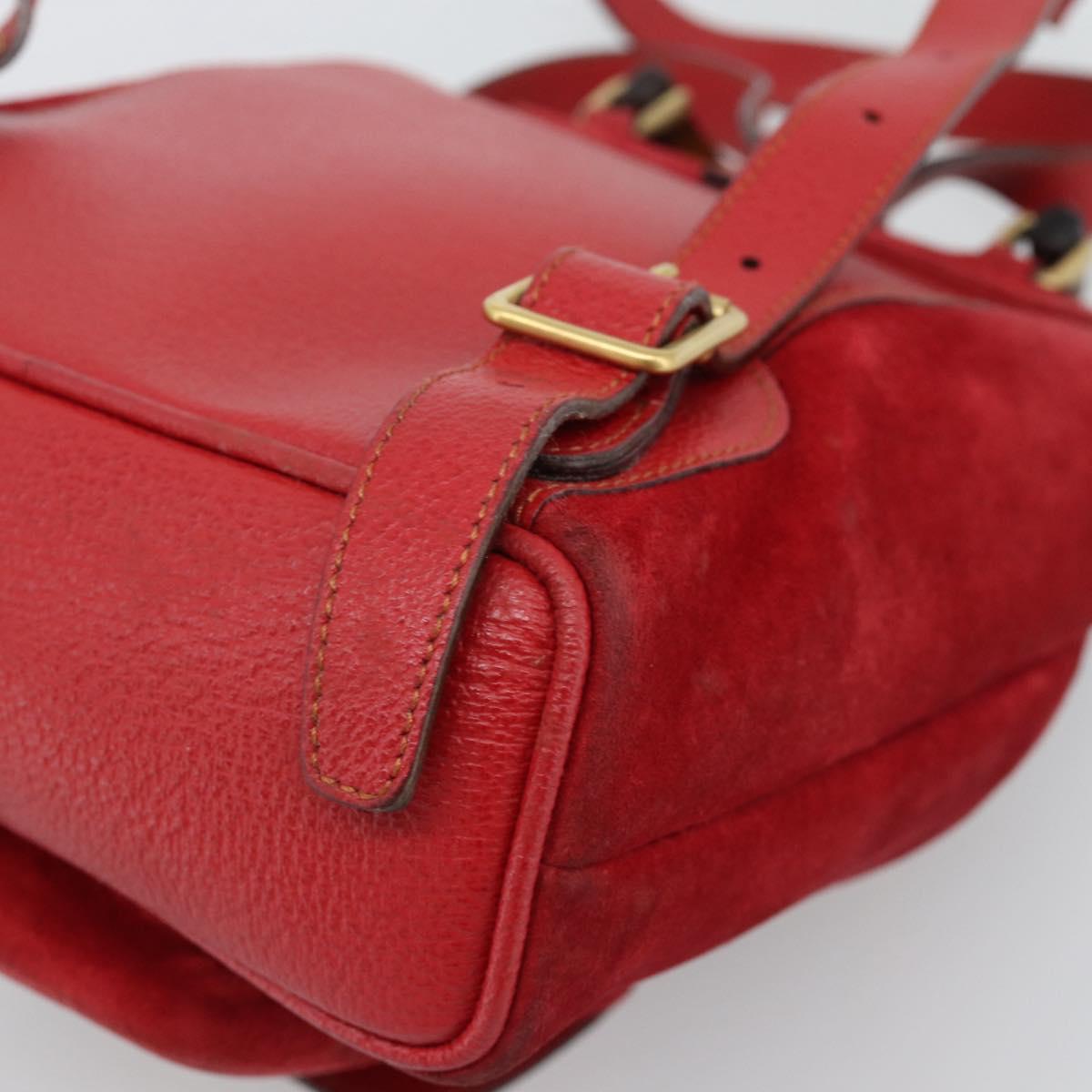 GUCCI Bamboo Backpack Suede Outlet Red Gold 003 0030 3444 Auth 191698
