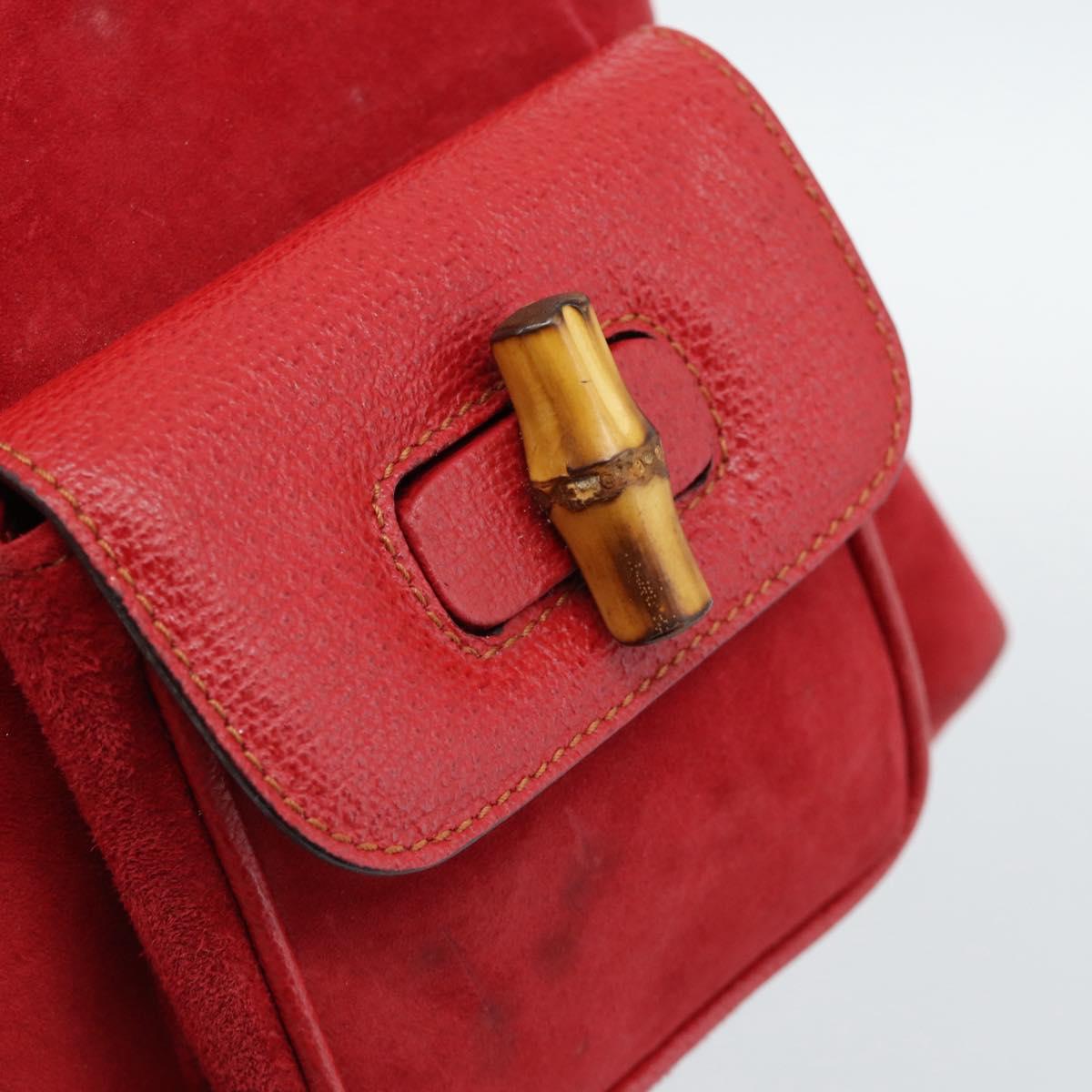 GUCCI Bamboo Backpack Suede Outlet Red Gold 003 0030 3444 Auth 191698