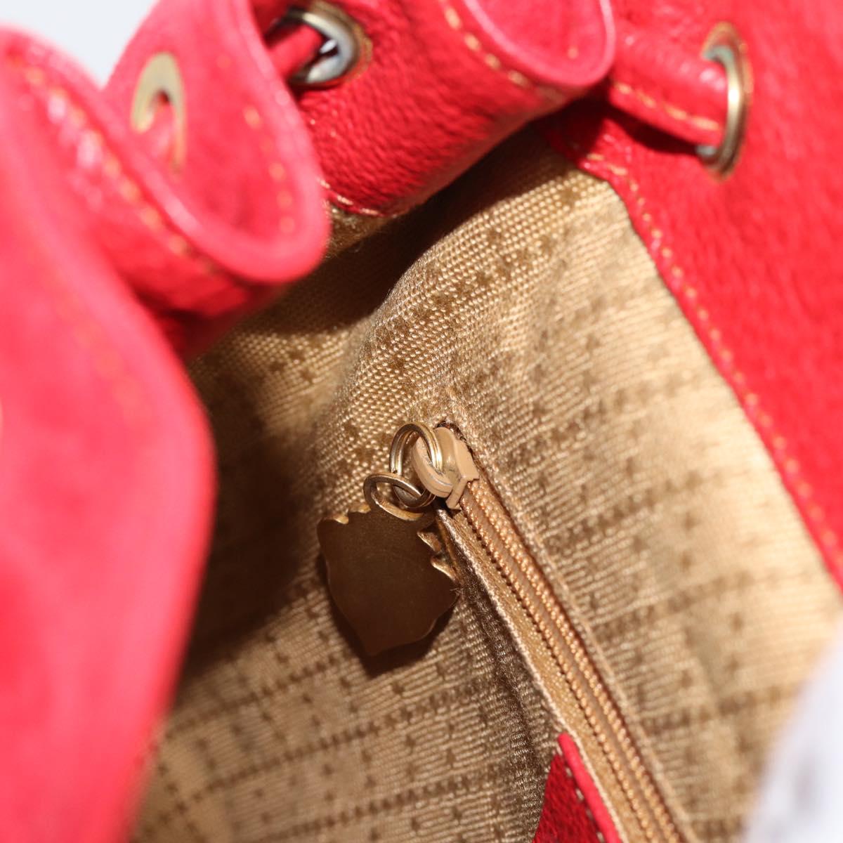 GUCCI Bamboo Backpack Suede Outlet Red Gold 003 0030 3444 Auth 191698