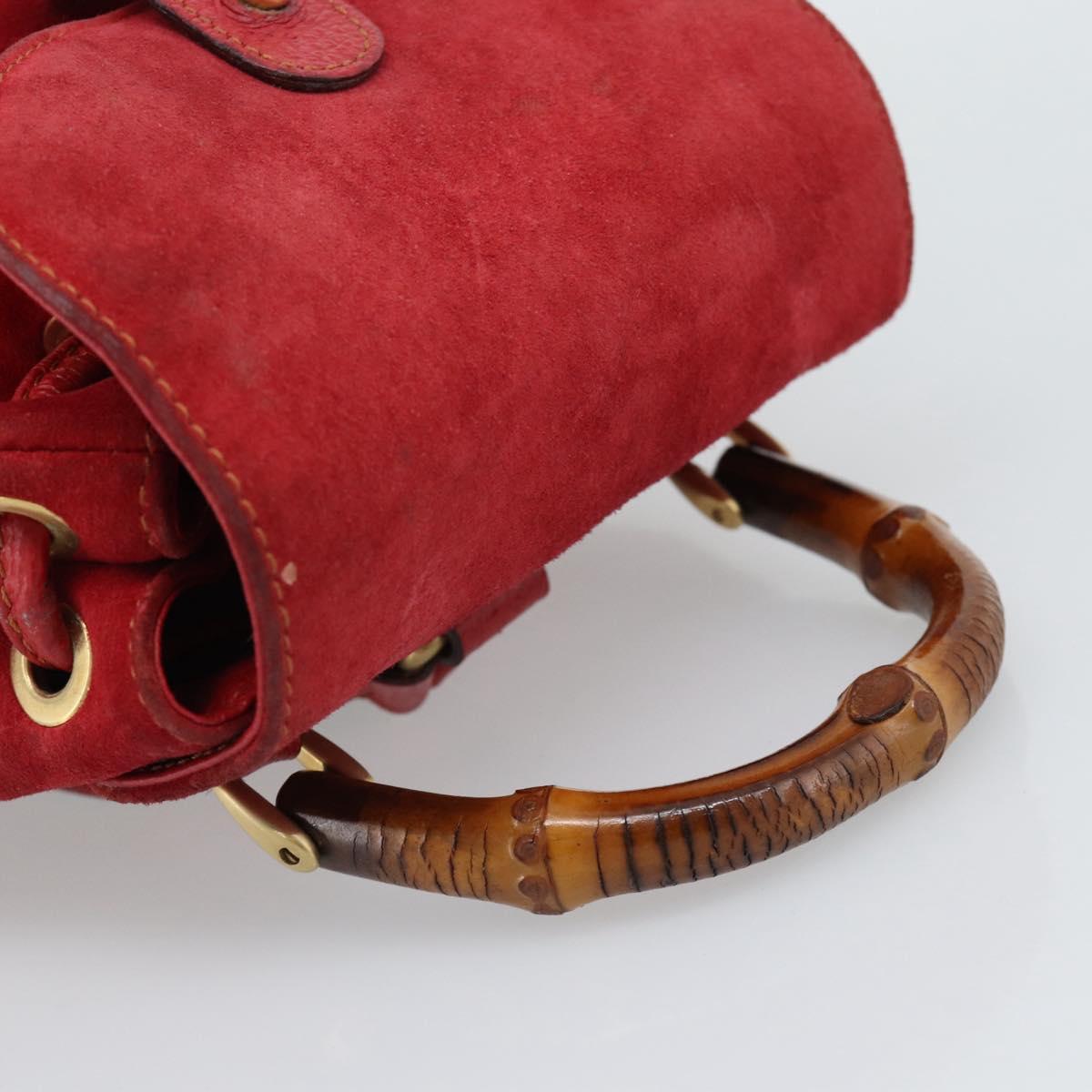 GUCCI Bamboo Backpack Suede Outlet Red Gold 003 0030 3444 Auth 191698