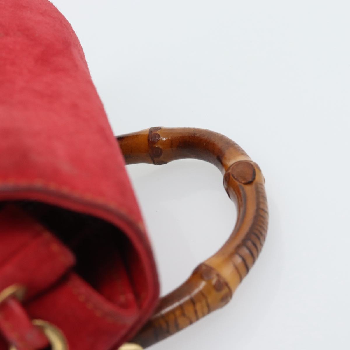 GUCCI Bamboo Backpack Suede Outlet Red Gold 003 0030 3444 Auth 191698
