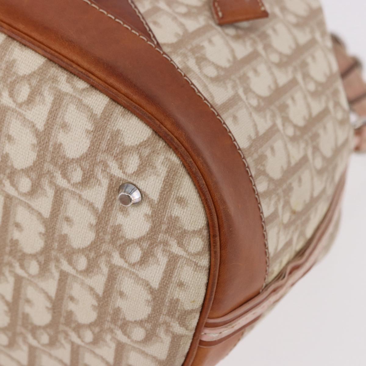 Christian Dior Romantic Chain Shoulder Bag PVC Beige Silver Auth 191704
