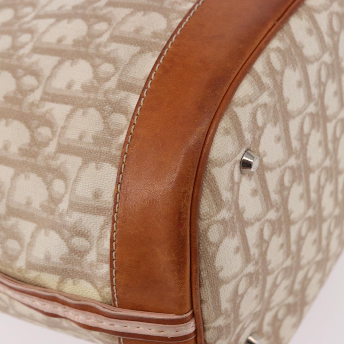 Christian Dior Romantic Chain Shoulder Bag PVC Beige Silver Auth 191704