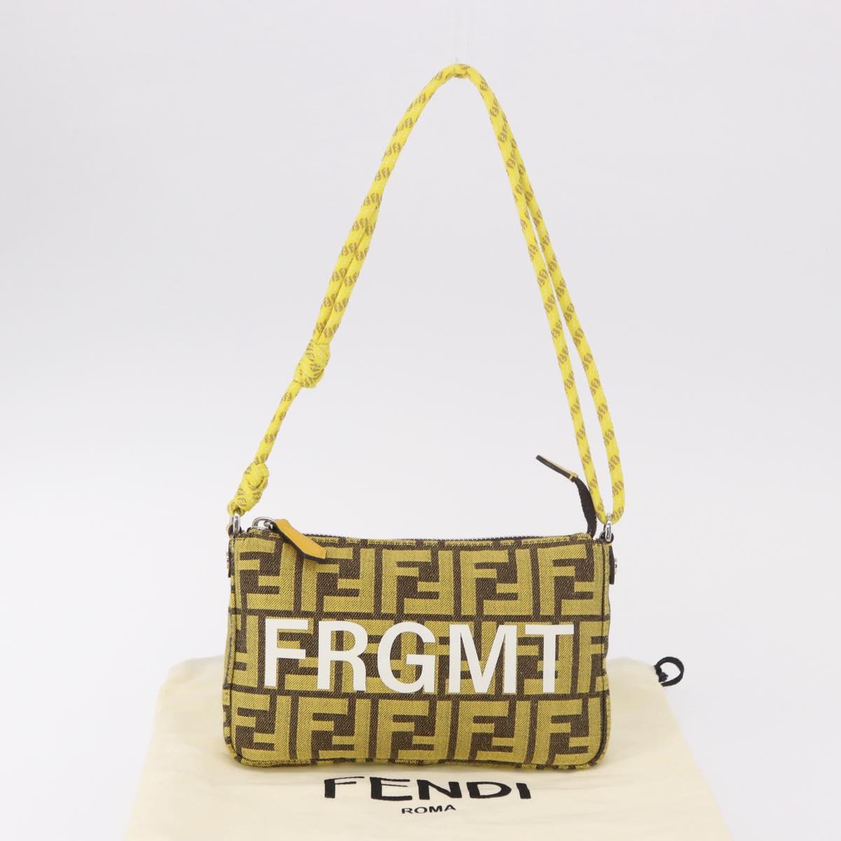 FENDI Zucca Canvas FRAGMENT Accessory Pouch Brown Silver 8BS073 Auth 191705SAM