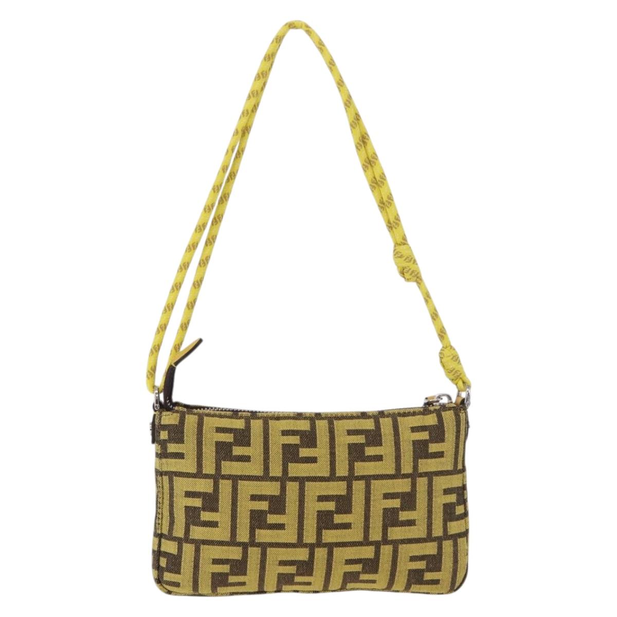 FENDI Zucca Canvas FRAGMENT Accessory Pouch Brown Silver 8BS073 Auth 191705SAM