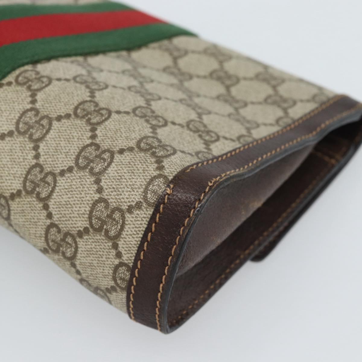 GUCCI GG Supreme Clutch Bag PVC Leather Beige Gold Auth 191707