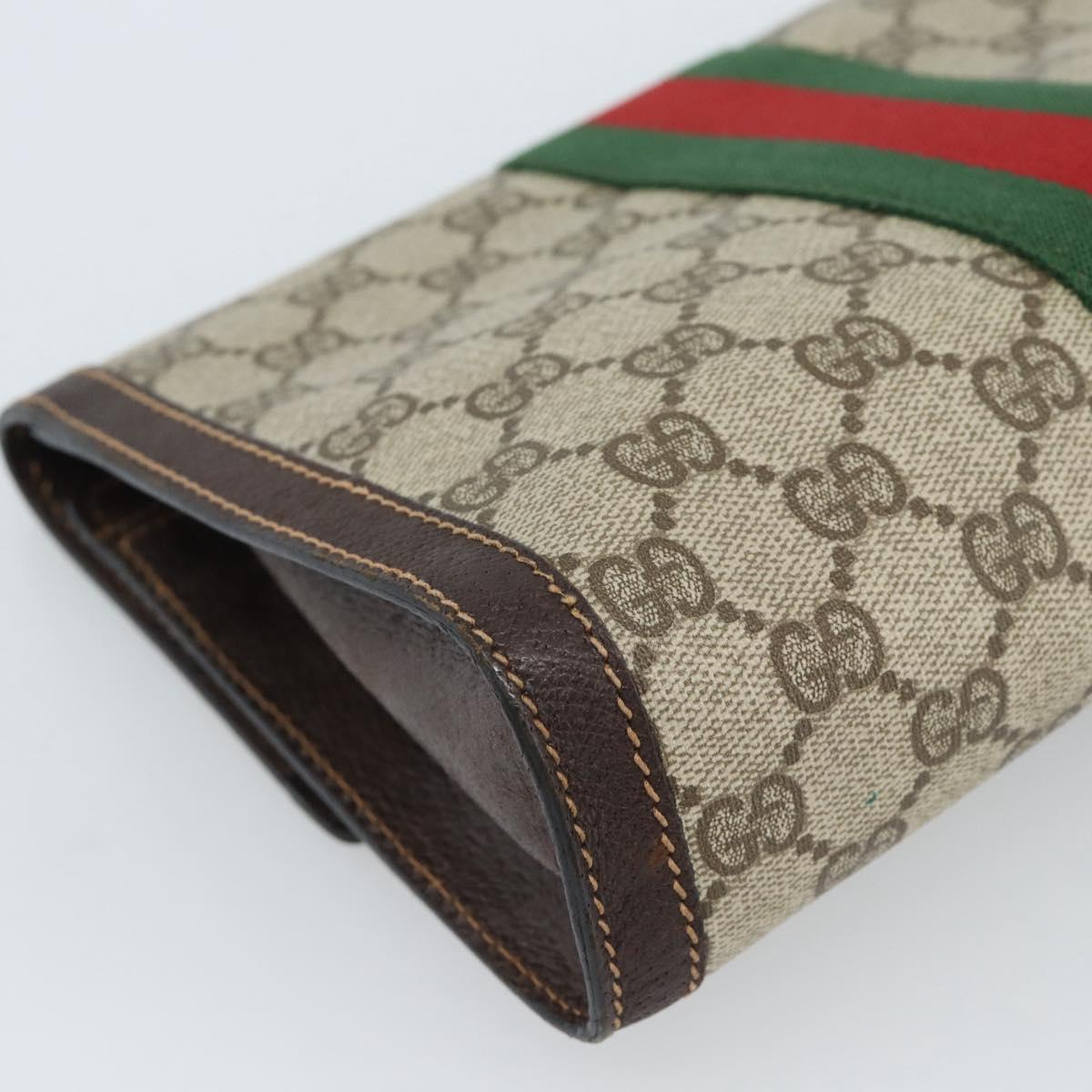 GUCCI GG Supreme Clutch Bag PVC Leather Beige Gold Auth 191707